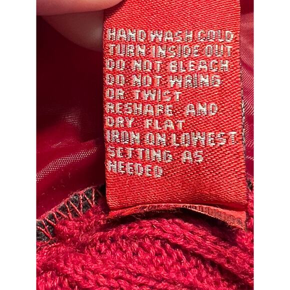 Vtg Sweater Coat Coatigan Wool Blend Toggle Plaid Belted S Red Preppy Academia - Picture 6 of 9